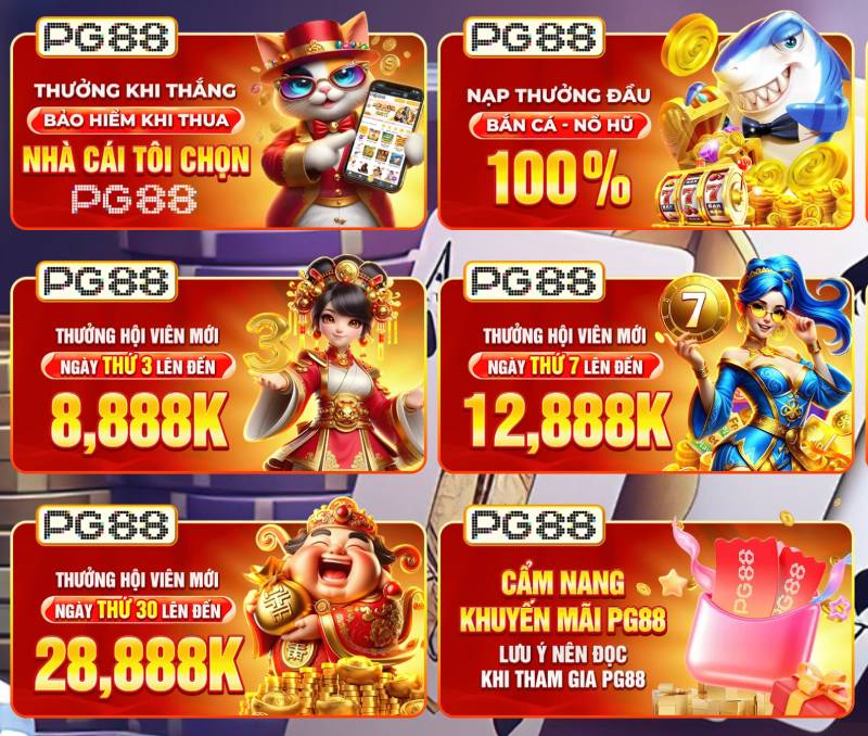 Khuyến Mãi PG88 - Cơ Hội Nhận Quà Lớn và Phần Thưởng Hấp Dẫn 2 Khuyến mãi hấp dẫn dành cho người chơi mới