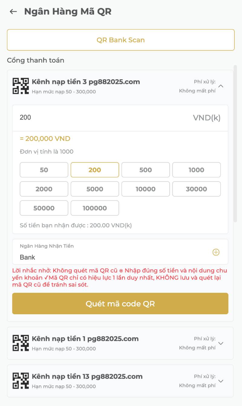 Hướng Dẫn Chi Tiết Nạp Tiền PG88 Nhanh Chóng, Vào Ngay 2 Nạp tiền qua QR Code