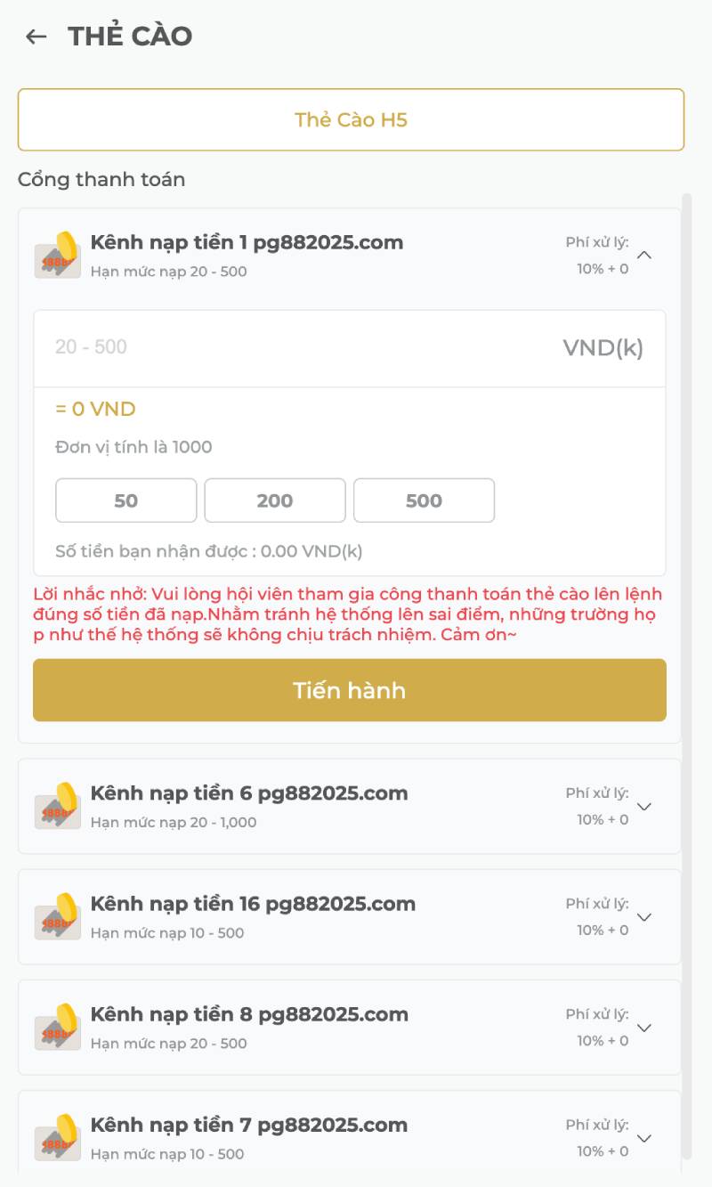 Hướng Dẫn Chi Tiết Nạp Tiền PG88 Nhanh Chóng, Vào Ngay 4 Nạp tiền qua thẻ cào